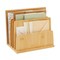 Bamboo Wooden Mail Holder, File Sorter for Letter and Folder Document Storage, Envelope Organizer with 5 Slots for Office Desk, Countertop, Home Organization (10x7 in)
